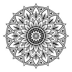 pattern in the form of a mandala. Henna tattoo mandala. Mehndi style. Decorative pattern in oriental style. Coloring book page.
