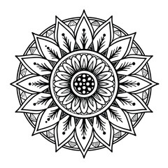 pattern in the form of a mandala. Henna tattoo mandala. Mehndi style. Decorative pattern in oriental style. Coloring book page.