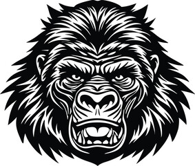 Obraz premium A flat gorilla head line vector silhouette black 