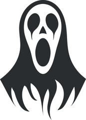 A stylized ghostly figure with a screaming face, ideal for horror-themed designs and illustrations.