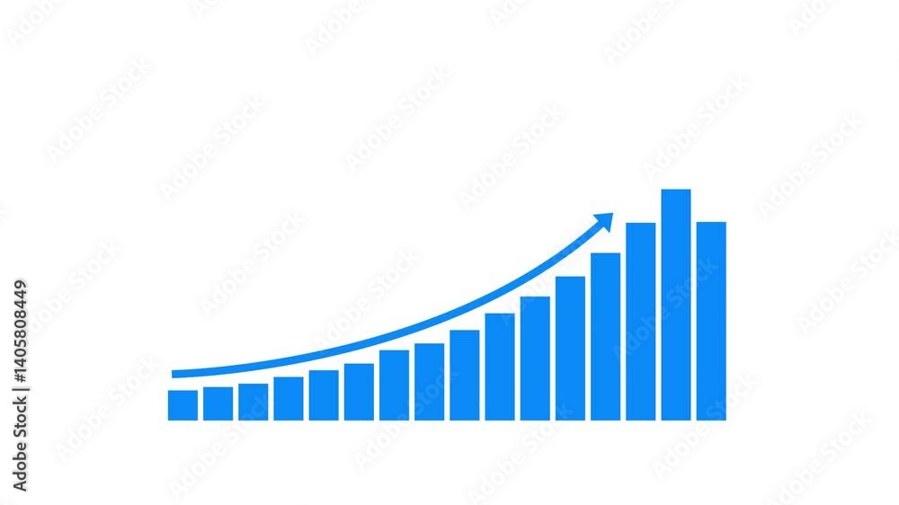 Aufkleber business graph animation increased. 12 graph bar animation increased.business growth concept in grap