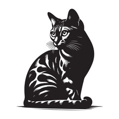 Bengal Cat Silhouette Vector Graphics, Cat vector Illustration, Pet.