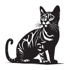 Bengal Cat Silhouette Vector Graphics, Cat vector Illustration, Pet.