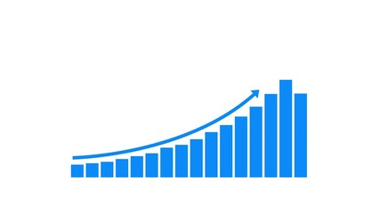 Business graph animation increased. 12 graph bar animation increased.Business growth concept in graph chart showing marketing sales profit increasing to future target.