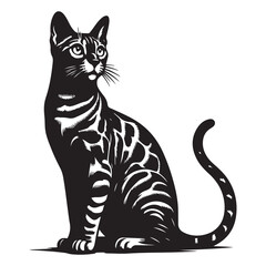Bengal Cat Silhouette Vector Graphics, Cat vector Illustration, Pet.