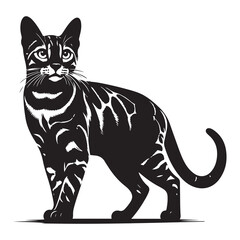 Bengal Cat Silhouette Vector Graphics, Cat vector Illustration, Pet.