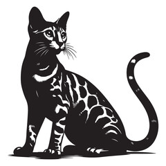 Bengal Cat Silhouette Vector Graphics, Cat vector Illustration, Pet.