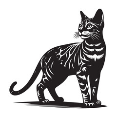Bengal Cat Silhouette Vector Graphics, Cat vector Illustration, Pet.