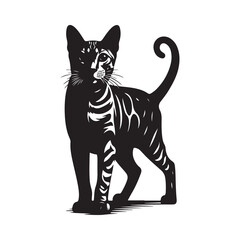 Bengal Cat Silhouette Vector Graphics, Cat vector Illustration, Pet.