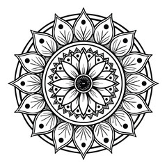 pattern in the form of a mandala. Henna tattoo mandala. Mehndi style. Decorative pattern in oriental style. Coloring book page.