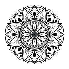 pattern in the form of a mandala. Henna tattoo mandala. Mehndi style. Decorative pattern in oriental style. Coloring book page.