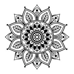 pattern in the form of a mandala. Henna tattoo mandala. Mehndi style. Decorative pattern in oriental style. Coloring book page.