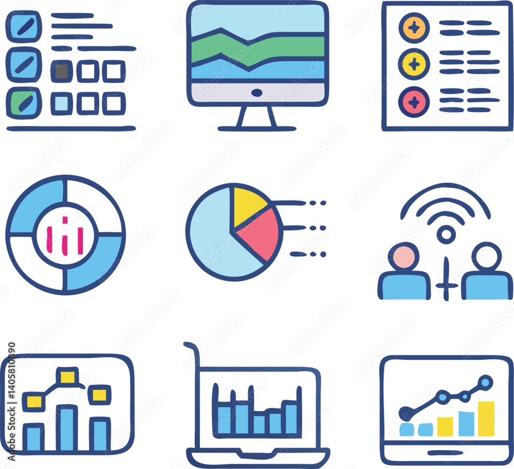 Fototapete data visualization and analysis: a visually dynamic illustration showcasing a suite of data analysis