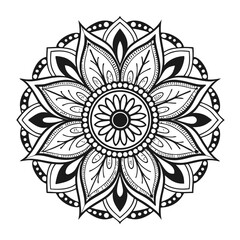 pattern in the form of a mandala. Henna tattoo mandala. Mehndi style. Decorative pattern in oriental style. Coloring book page.