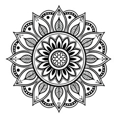 pattern in the form of a mandala. Henna tattoo mandala. Mehndi style. Decorative pattern in oriental style. Coloring book page.