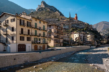 Fototapeta premium The Charming Streets of Tende Village: A Picturesque Setting in the Roya Valley, South of France
