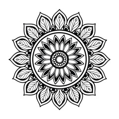pattern in the form of a mandala. Henna tattoo mandala. Mehndi style. Decorative pattern in oriental style. Coloring book page.
