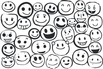 A colorful collection of various smiley faces showcasing different expressions and emotions.