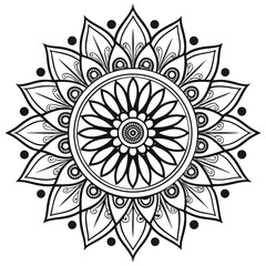 pattern in the form of a mandala. Henna tattoo mandala. Mehndi style. Decorative pattern in oriental style. Coloring book page.