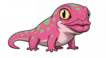 Fototapeta premium Cute pink cartoon gecko illustration