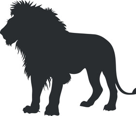 Obraz premium Stylized silhouette of a lion representing strength and majesty in nature.