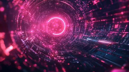 Obraz premium Abstract digital tunnel with glowing particles