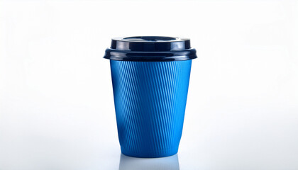 blue drink cup with a lid perfect for beverages white isolate background