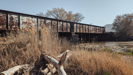 Spring Views of Weber River Trail, Ogden, Utah Railroad Tracks