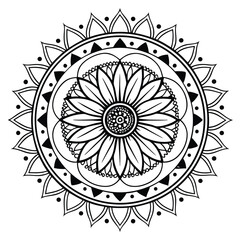 pattern in the form of a mandala. Henna tattoo mandala. Mehndi style. Decorative pattern in oriental style. Coloring book page.