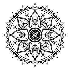 pattern in the form of a mandala. Henna tattoo mandala. Mehndi style. Decorative pattern in oriental style. Coloring book page.