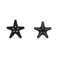 Obraz premium Two simple black starfish silhouettes against a white background.This image features two stylized, black starfish silhouettes.