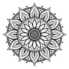 pattern in the form of a mandala. Henna tattoo mandala. Mehndi style. Decorative pattern in oriental style. Coloring book page.