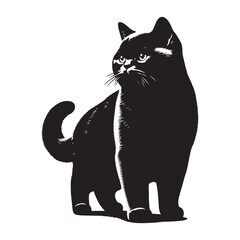 British shorthair cat silhouette vector art.