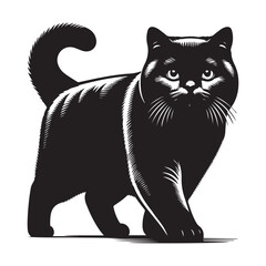 British shorthair cat silhouette vector art.