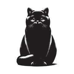 British shorthair cat silhouette vector art.