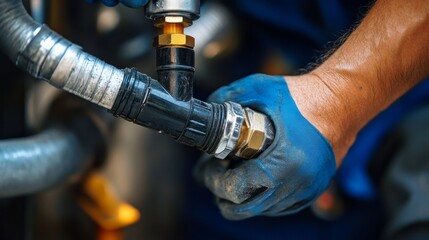 Plumber installing gas line. Featuring plumbing and gas line installation