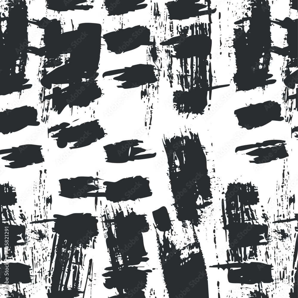 Poster abstract black and white brush stroke pattern creating a bold artistic texture for design.