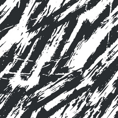 A bold black and white abstract pattern featuring dynamic brush strokes and textures.