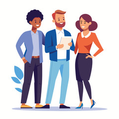 three-diverse-business-partners-standing-and-discus vector image  on white background