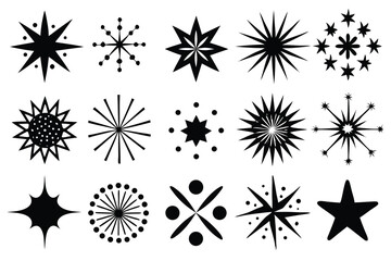 Burst lines, and sparkle star icon vector illustration. Perfect for design