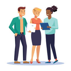 three-diverse-business-partners-standing-and-discus vector image  on white background