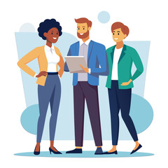 three-diverse-business-partners-standing-and-discus vector image  on white background
