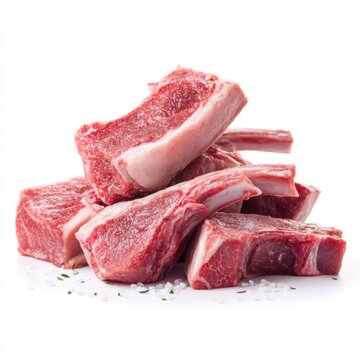 A pile of raw lamb chops