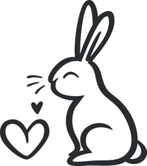 A cute cartoon rabbit expressing love with a heart gesture in a playful style.