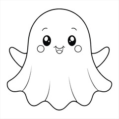 Cute Ghost Coloring Page for Kids