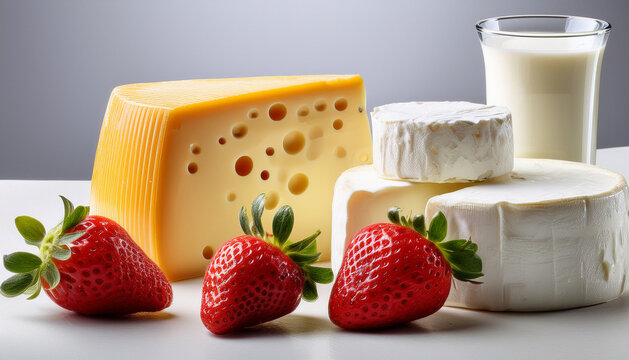 delicious dairy delights milk cheese and strawberries