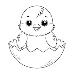 Baby Chick Hatching Coloring Page for Kids
