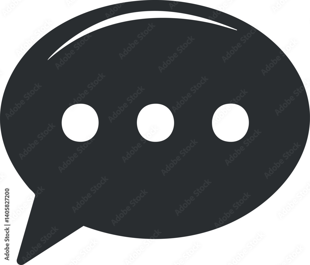 Poster a simple dark speech bubble icon representing communication and conversation in digital interactions