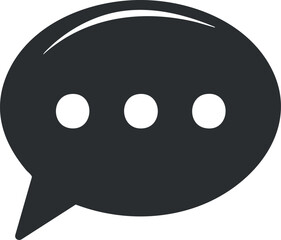 Fototapeta premium A simple dark speech bubble icon representing communication and conversation in digital interactions.