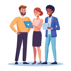three-diverse-business-partners-standing-and-discus vector image on white background 